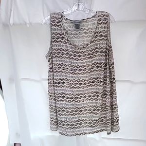 Catherines 1x tan, white and black tank top